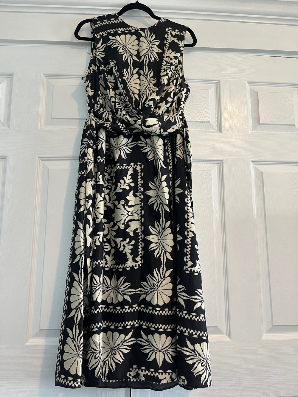 Primark Black & Cream Printed Midi Dress - Women's